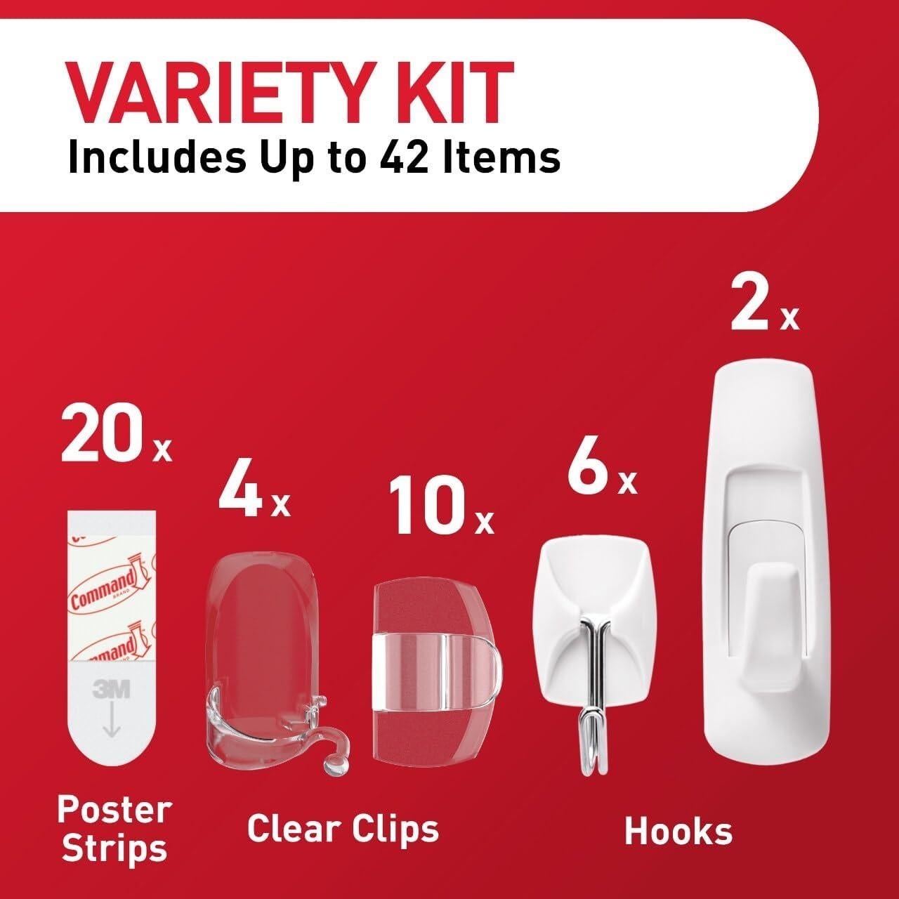 Kit de Colgar y Decorar Command 17233-ES, 6 Ganchos y Clips