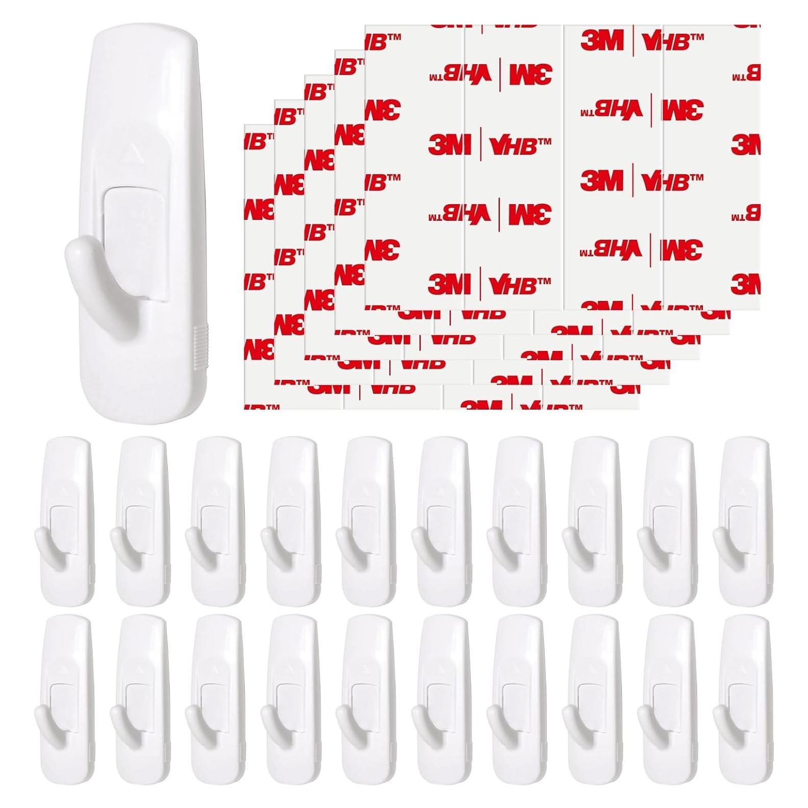 20 Ganchos Adhesivos Medianos JulyWind - Alta Resistencia 0.91kg