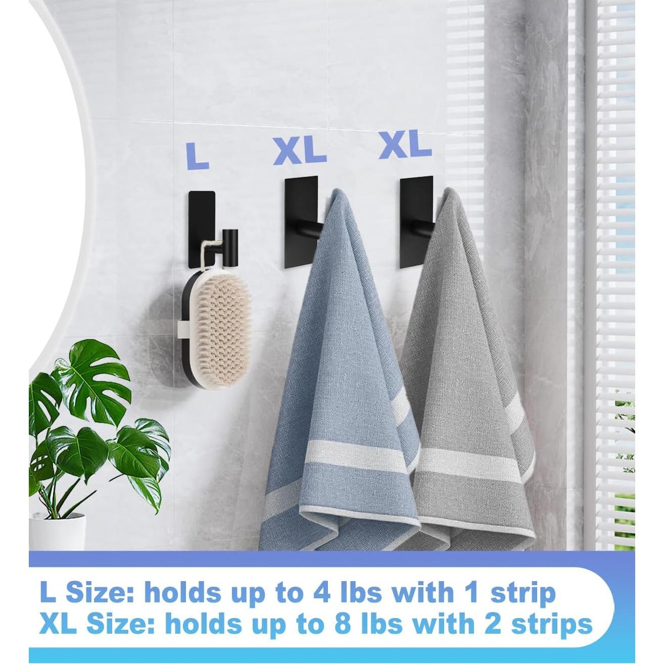 Ganchos Adhesivos para Toallas Hoousuper XL 5 Pcs Acero Inoxidable