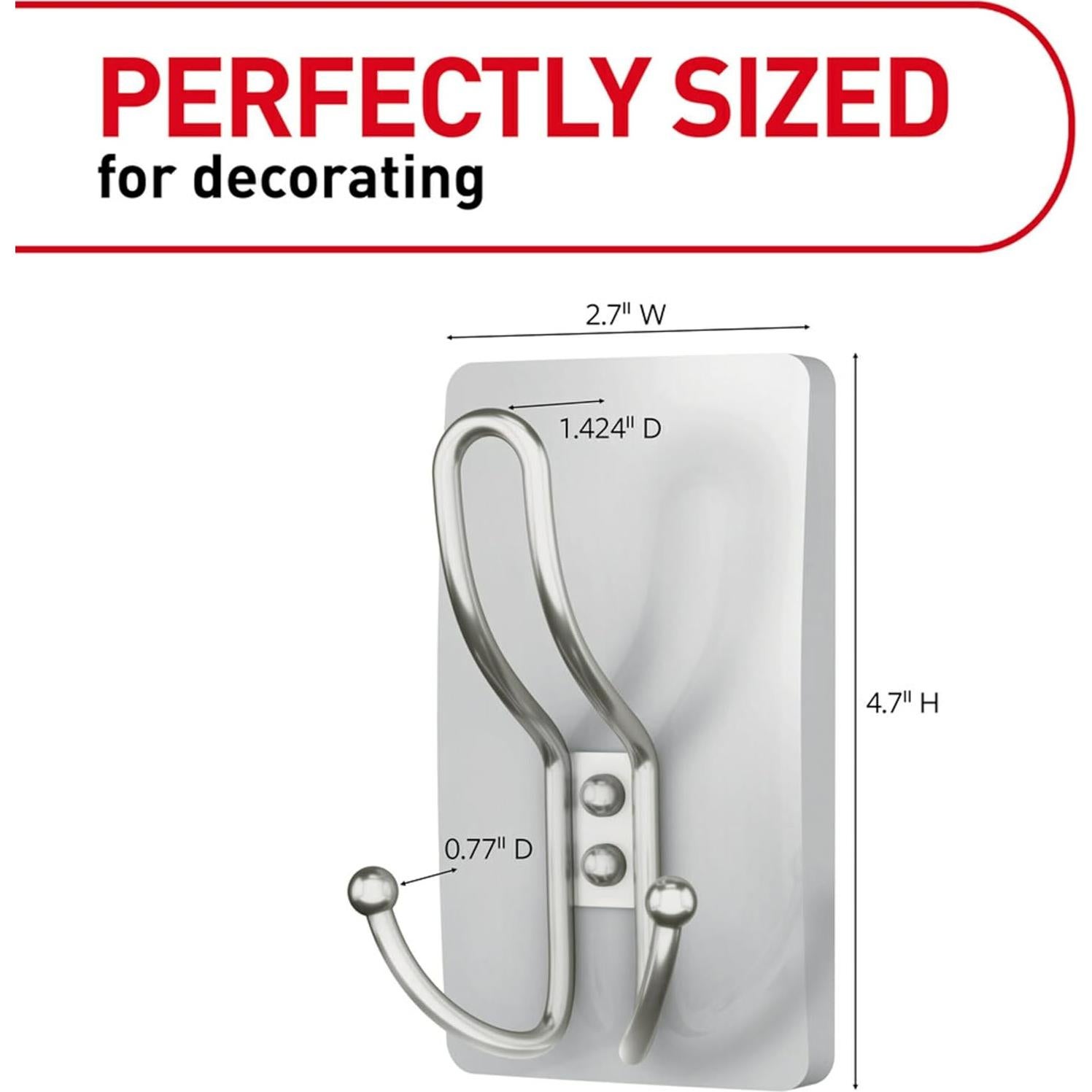 Gancho Triple Satinado Nickel Command 4.54 kg - 1 Gancho