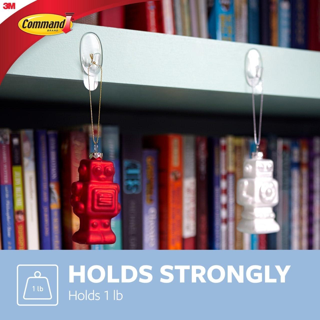 Ganchos de Pared Claros Command Ovalados - 2 Ganchos, 4 Tiras, Soporta 0.45 kg