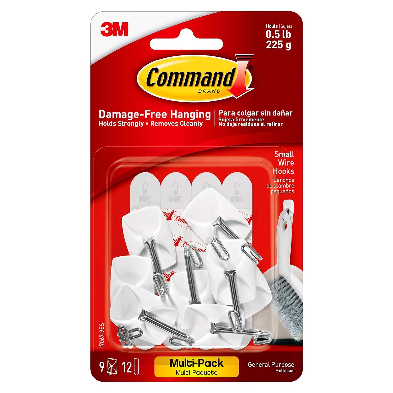 Ganchos de Pared Adhesivos Command - 9 Ganchos Blancos
