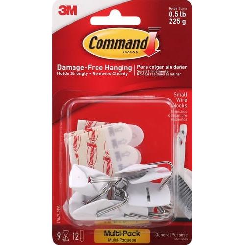 Ganchos de Pared Adhesivos Command - 9 Ganchos Blancos
