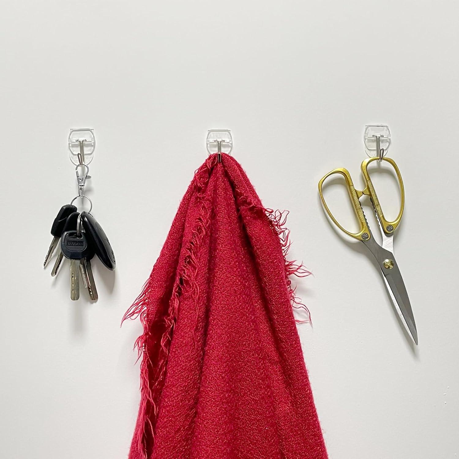 20 Ganchos Transparentes CARAINBO + 25 Tiras Adhesivas