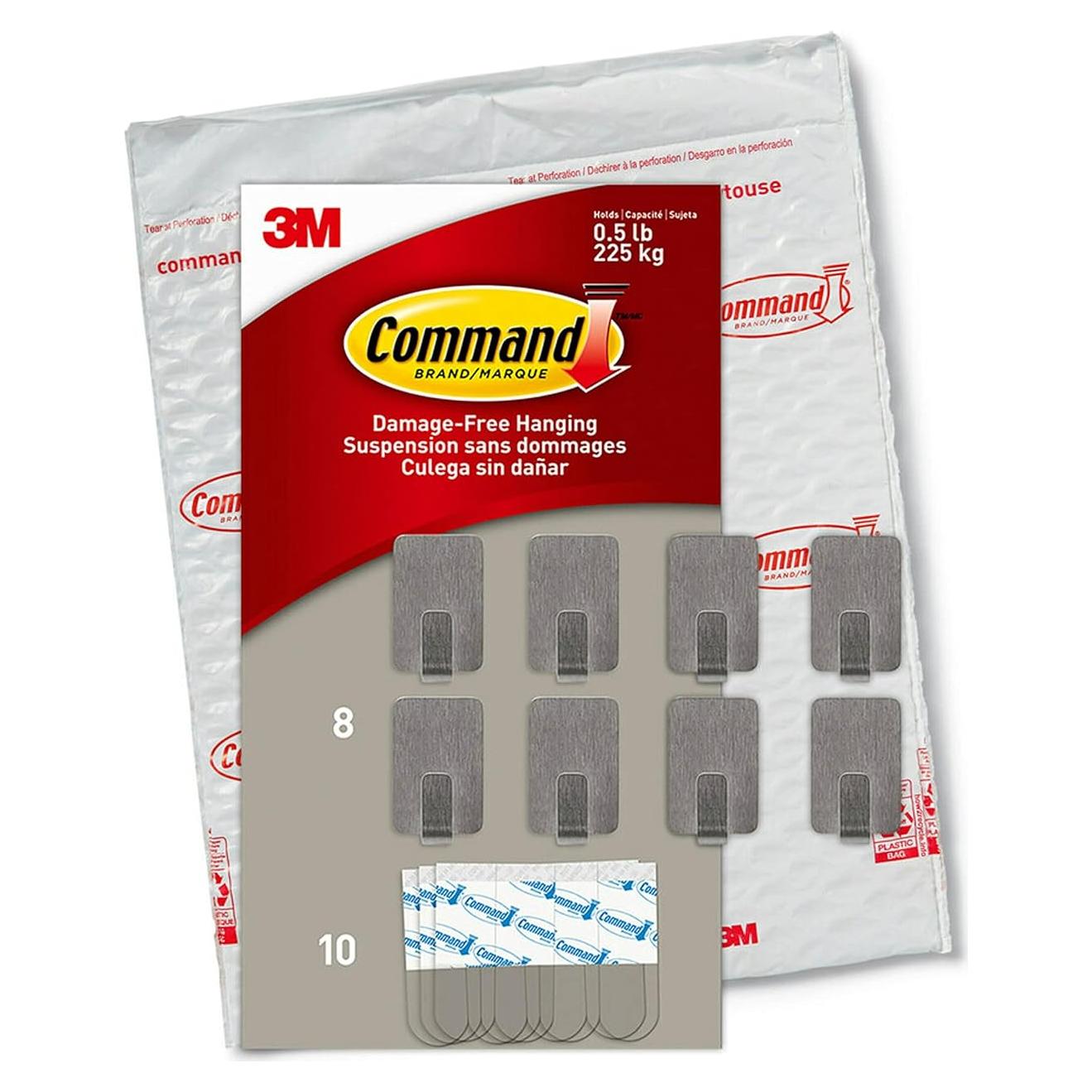 Ganchos de Metal Inoxidable Command 8 Piezas 0.23 kg