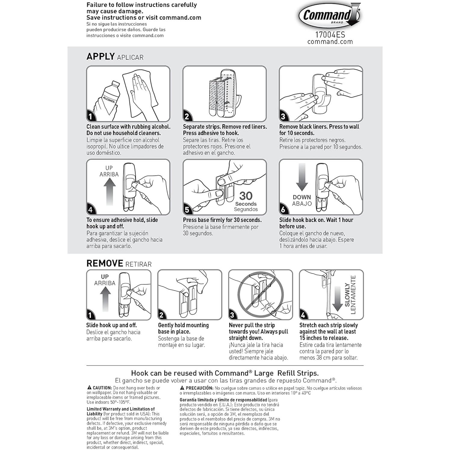 Gancho Jumbo Adhesivo Command Blanco - Soporta 3.4 kg