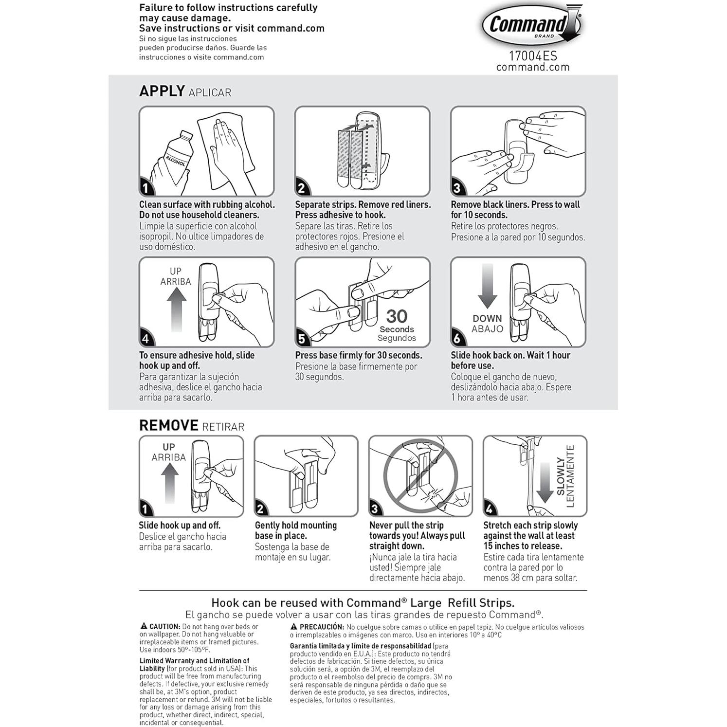 Gancho Jumbo Adhesivo Command Blanco - Soporta 3.4 kg