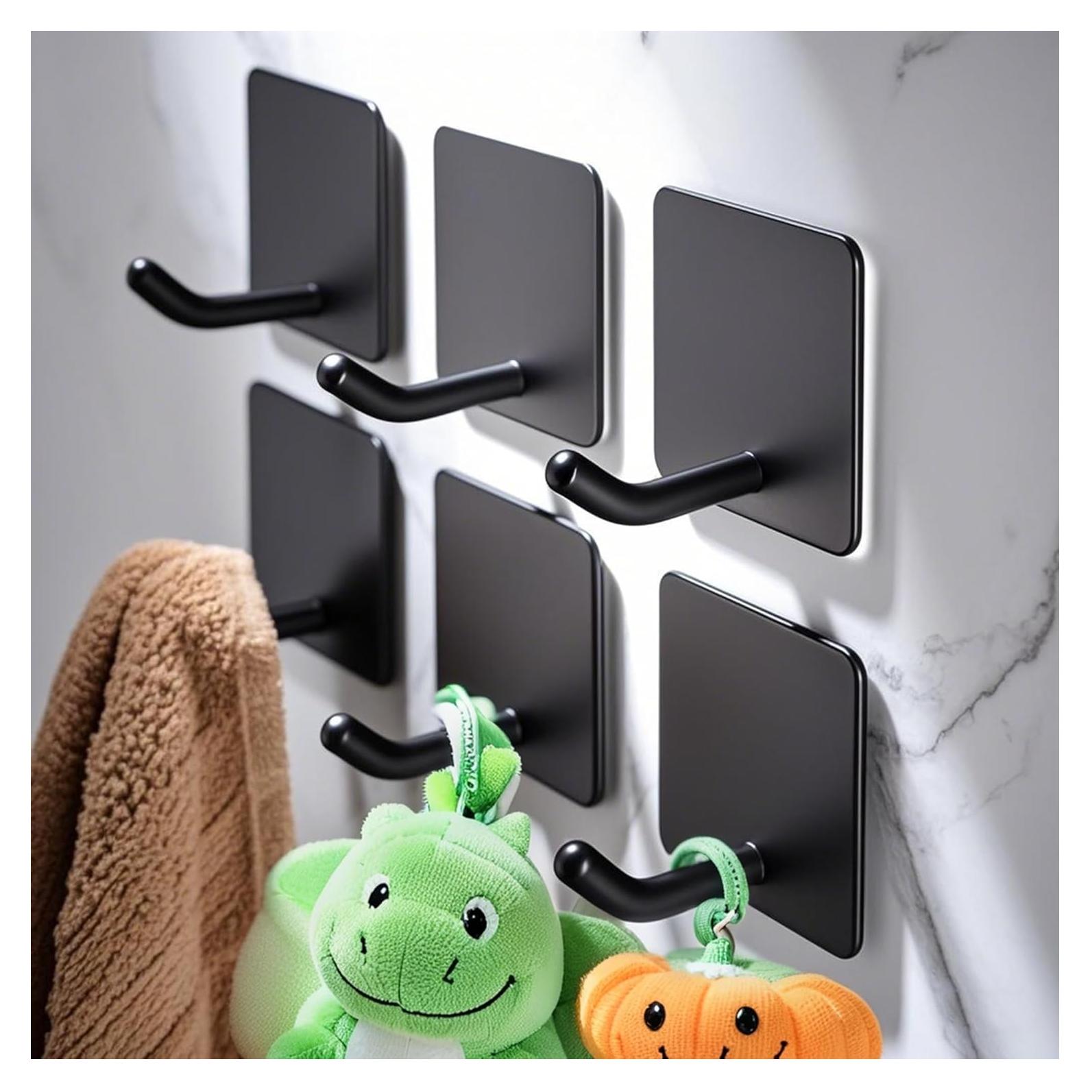 Ganchos Adhesivos DELITON 6 Pack Acero Inoxidable Negro 6.8 kg