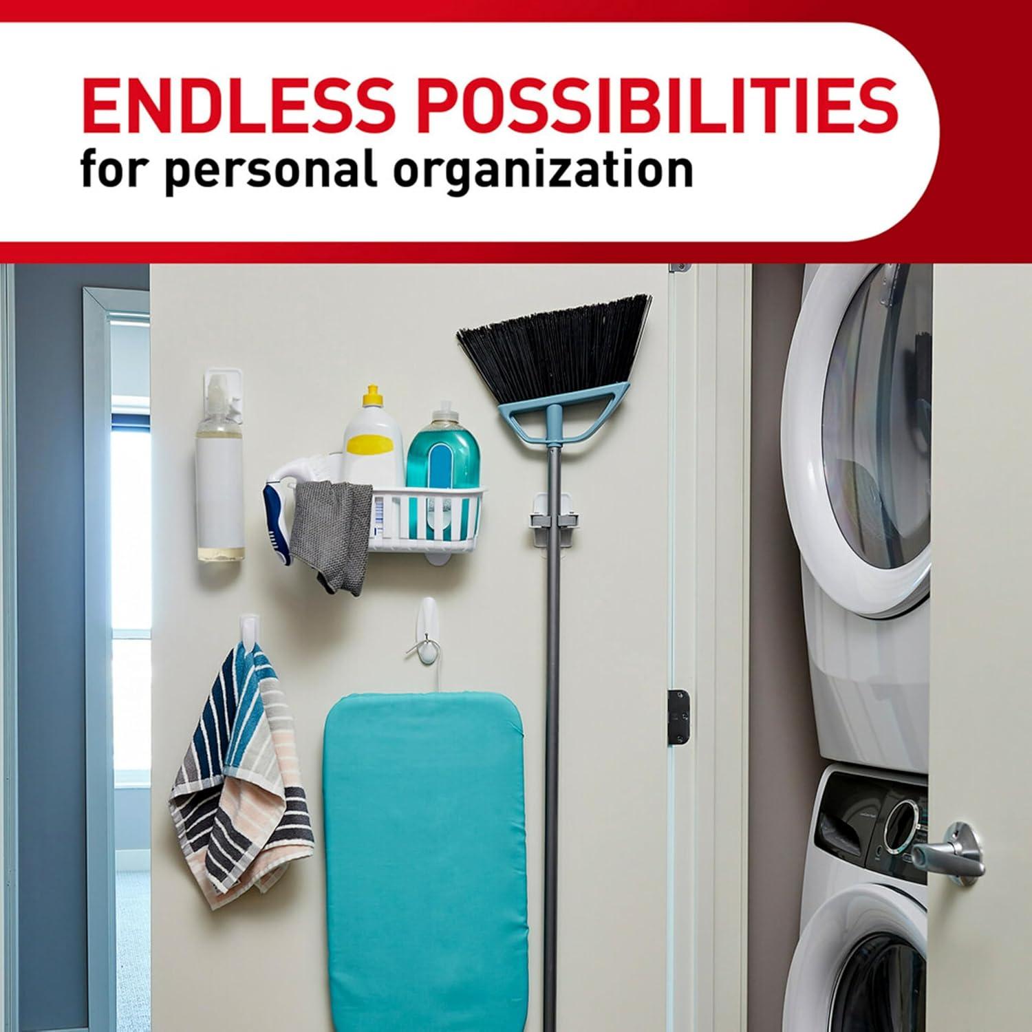 Soporte para Escobas Command Blanco - 2 Ganchos, 4 Tiras Adhesivas