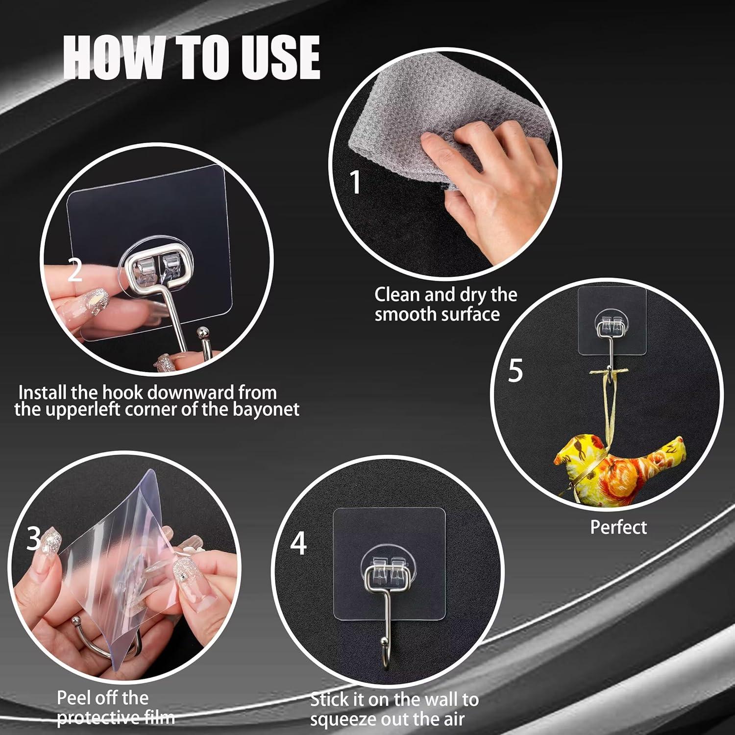 Ganchos Adhesivos Grandes DKHDBD - 16 Piezas, Carga 20kg