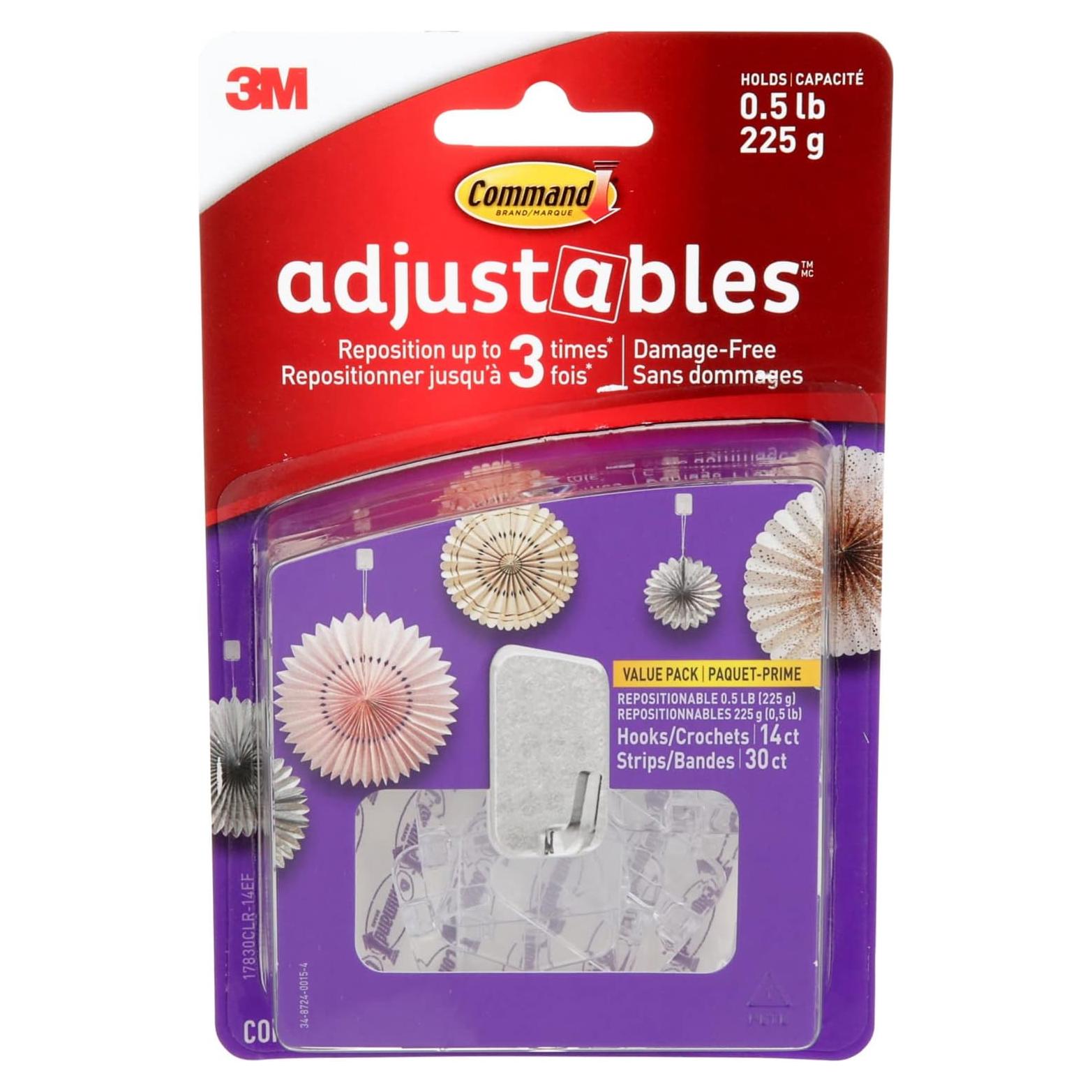 Ganchos Ajustables Command 17830Clr, 14 Piezas, 0.23 kg