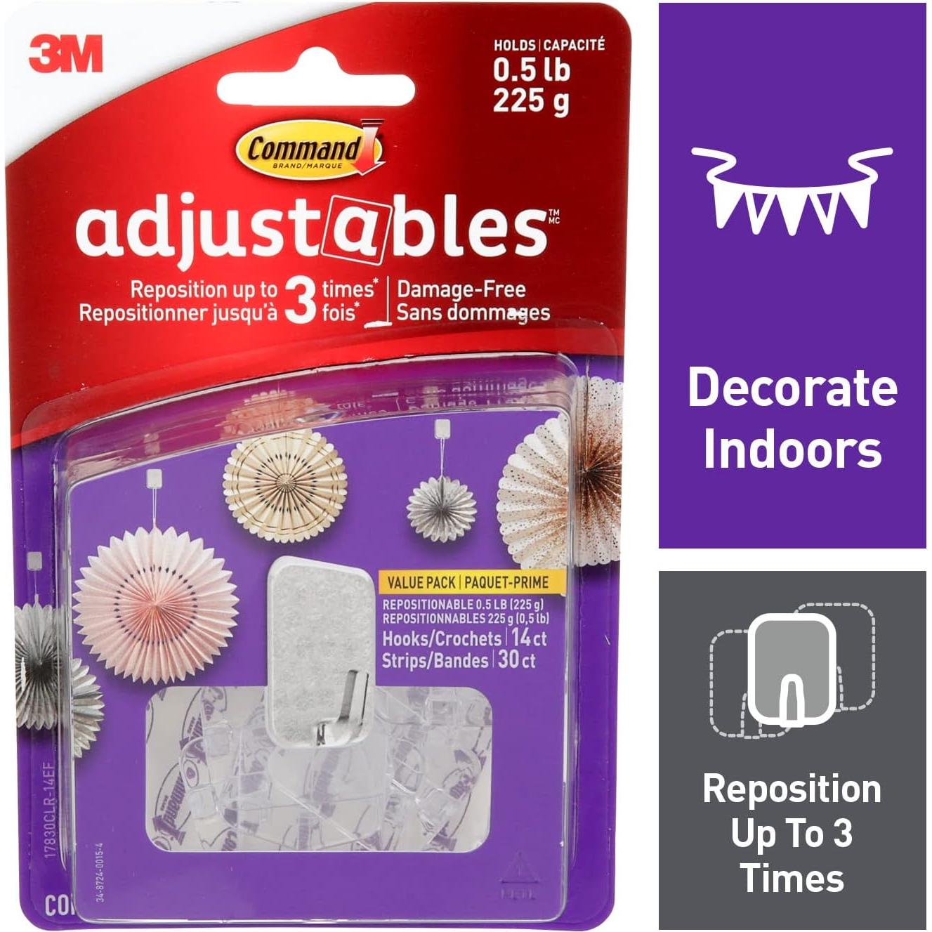 Ganchos Ajustables Command 17830Clr, 14 Piezas, 0.23 kg