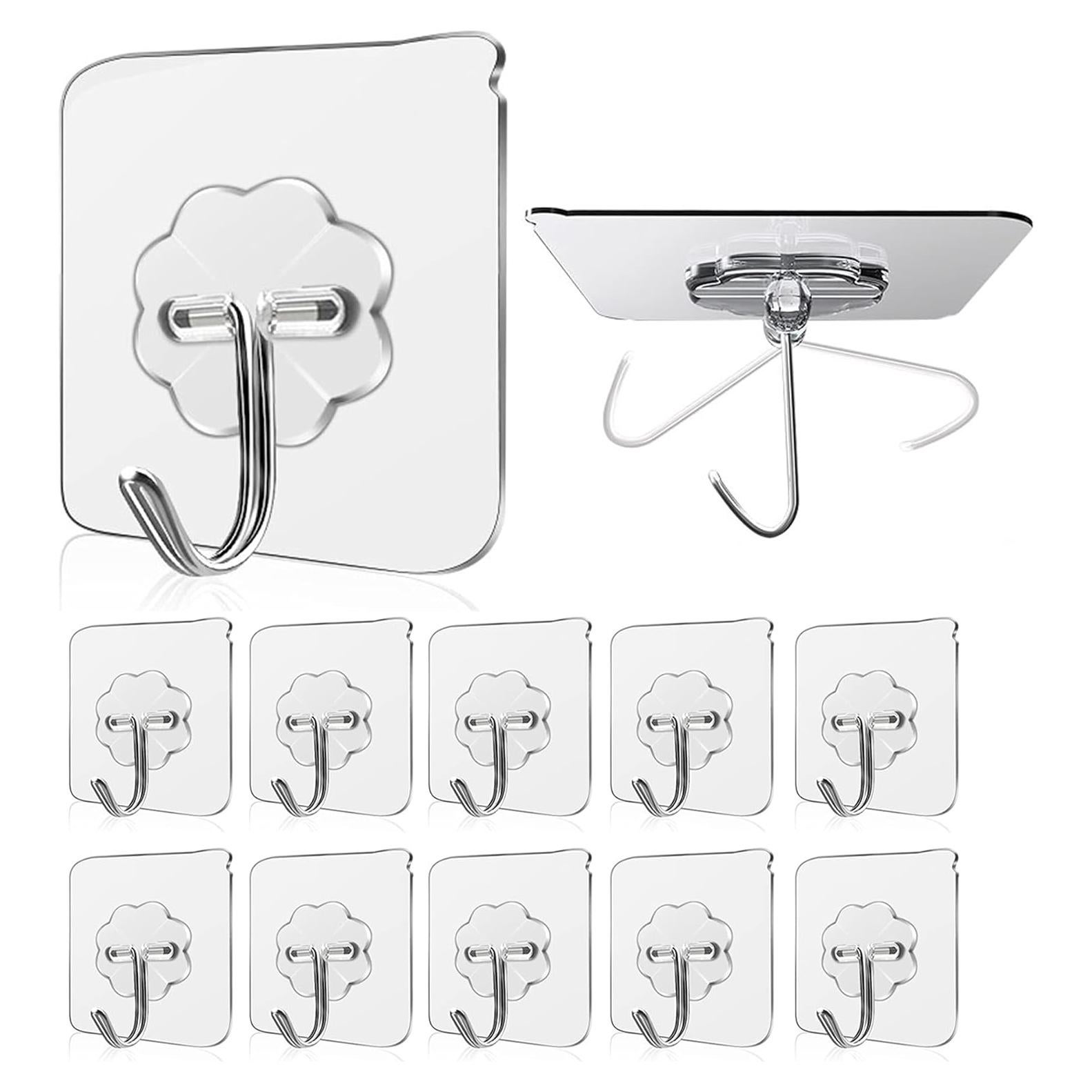 Ganchos Adhesivos de Pared WOVU - 10 Piezas, 15 kg, Transparente