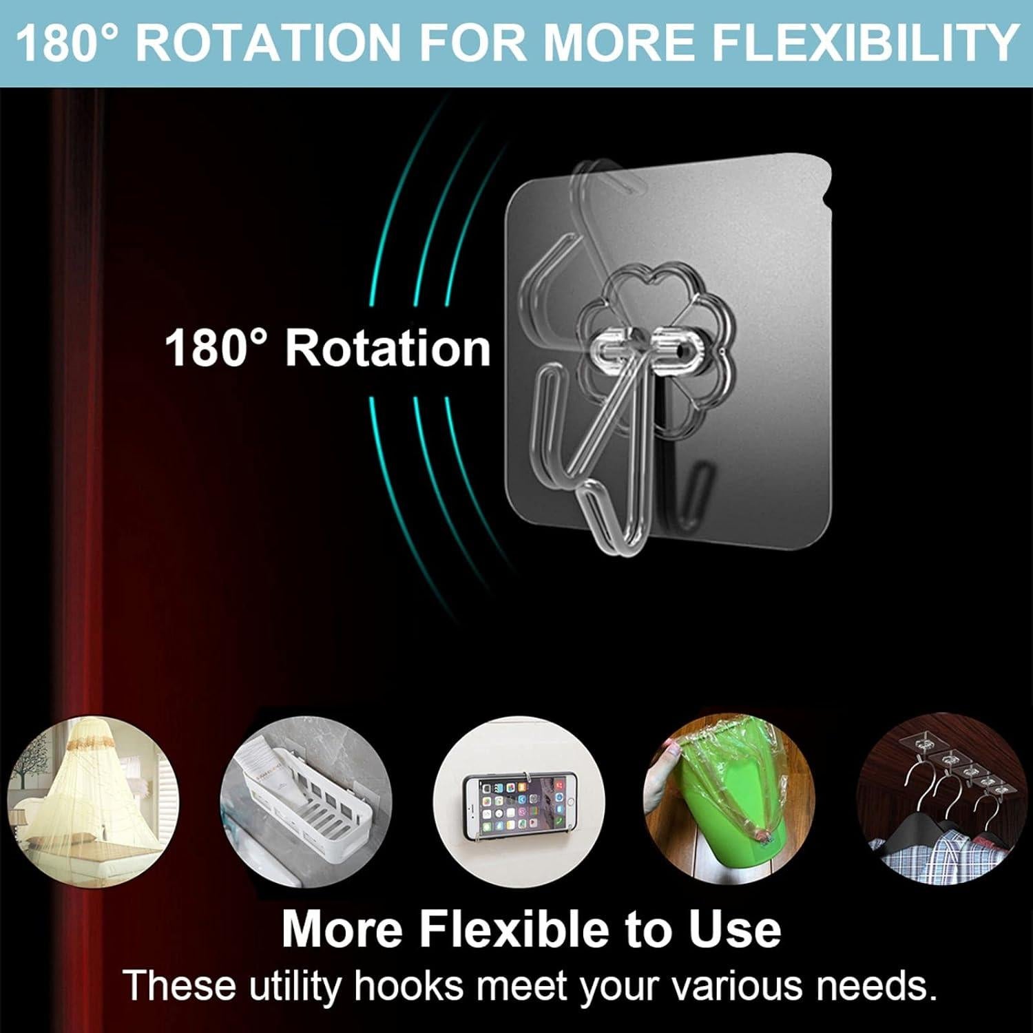 Ganchos Adhesivos de Pared WOVU - 10 Piezas, 15 kg, Transparente