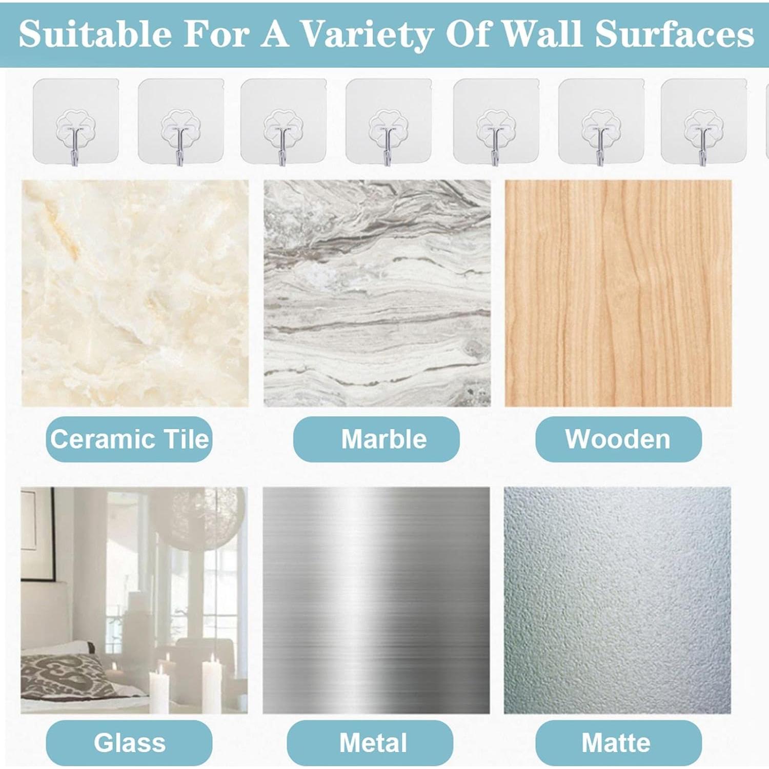 Ganchos Adhesivos de Pared WOVU - 10 Piezas, 15 kg, Transparente