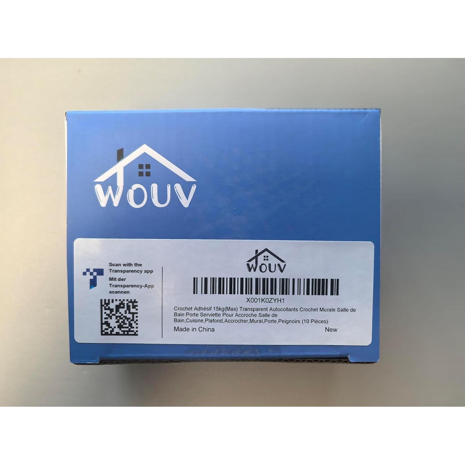 Ganchos Adhesivos de Pared WOVU - 10 Piezas, 15 kg, Transparente