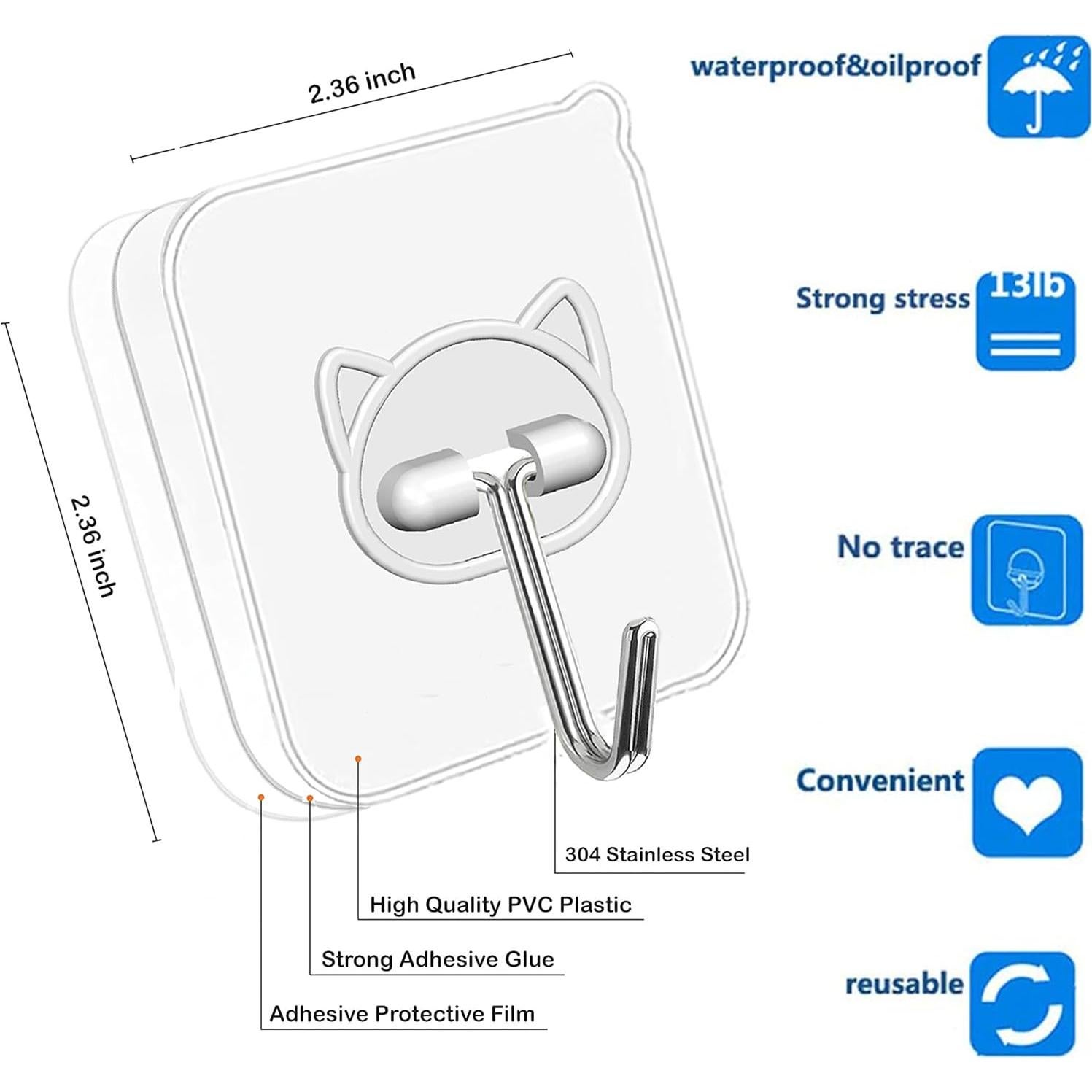 Ganchos Adhesivos Elegana 24 Piezas Acero Inoxidable 15kg