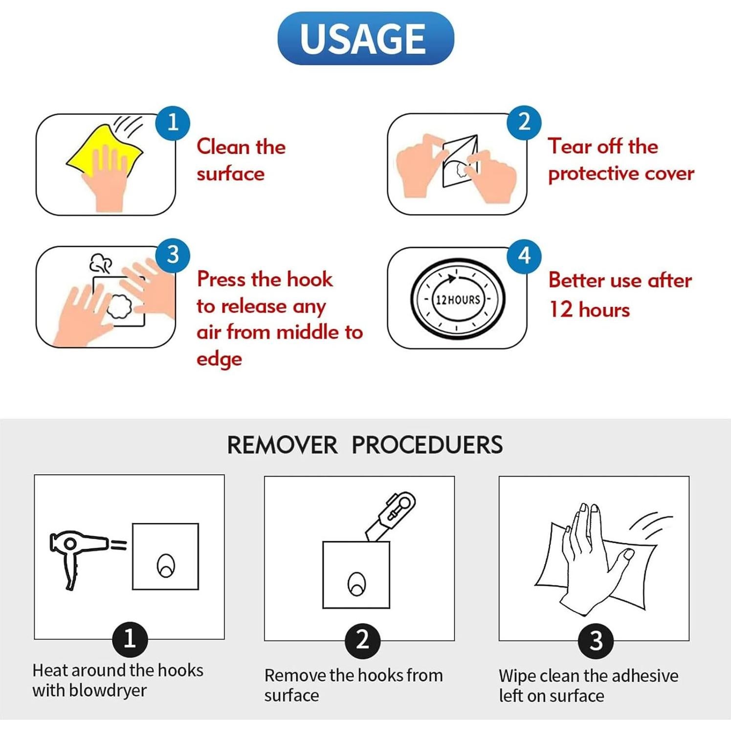 Ganchos Adhesivos Elegana 24 Piezas Acero Inoxidable 15kg