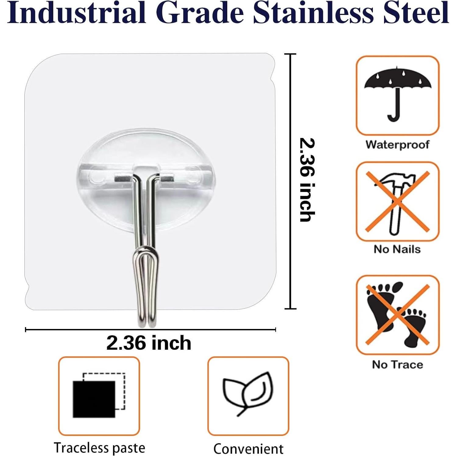 150 Ganchos Adhesivos Transparentes Aellabus 10 kg para Pared