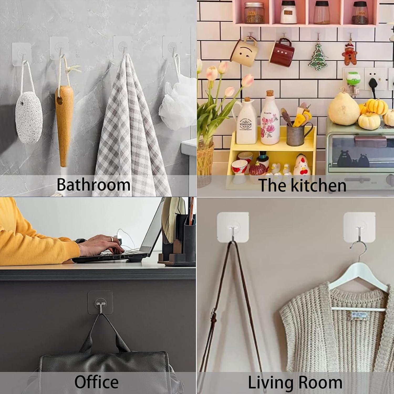 150 Ganchos Adhesivos Transparentes Aellabus 10 kg para Pared