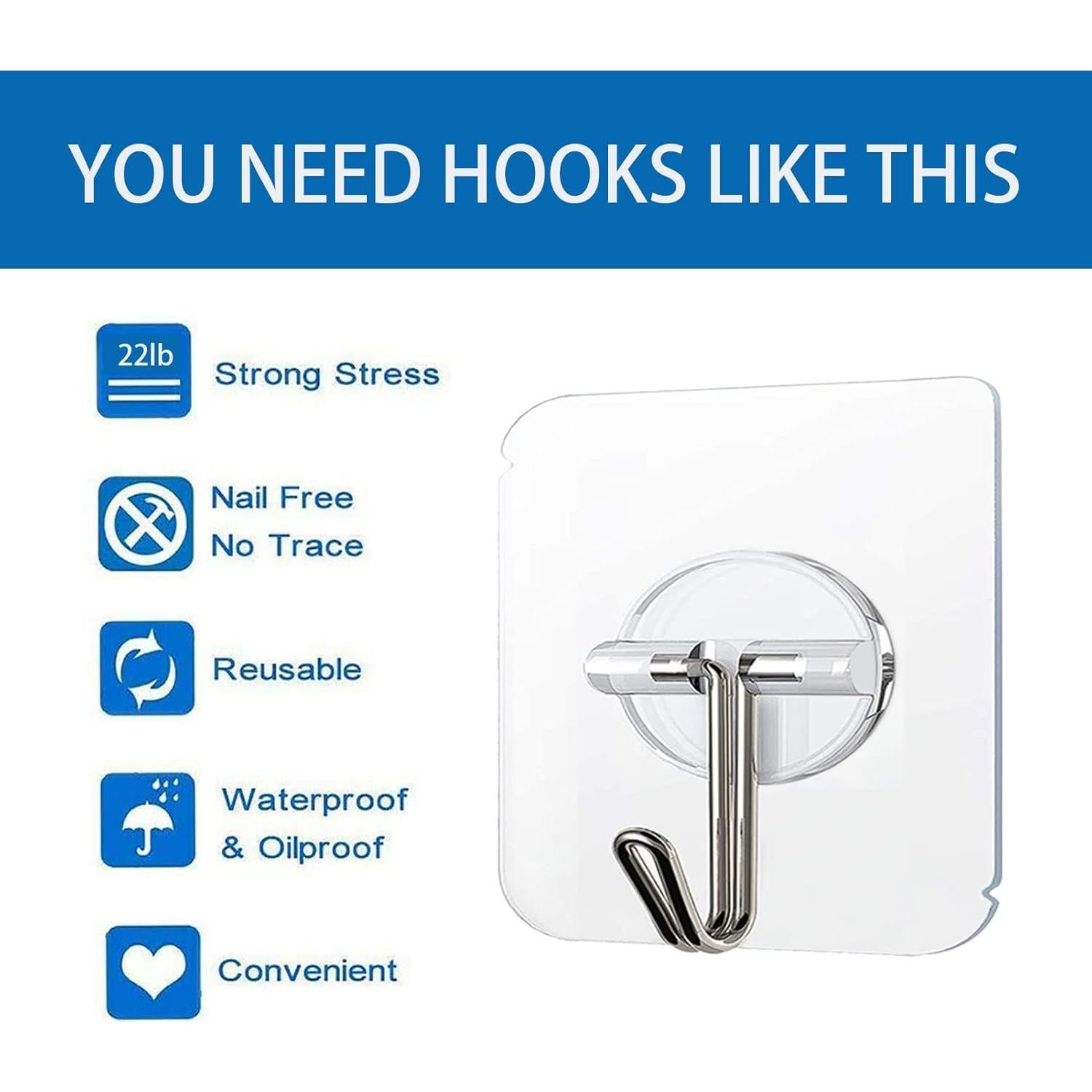 Ganchos Adhesivos Reutilizables COLOGO 100 Piezas 10.9kg