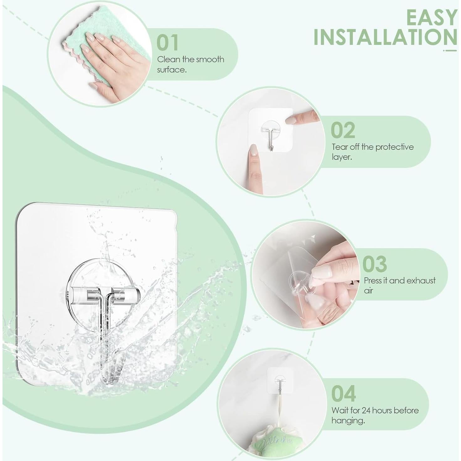 Ganchos Adhesivos Transparentes Lomrsiul 24 Unidades 5.9 kg