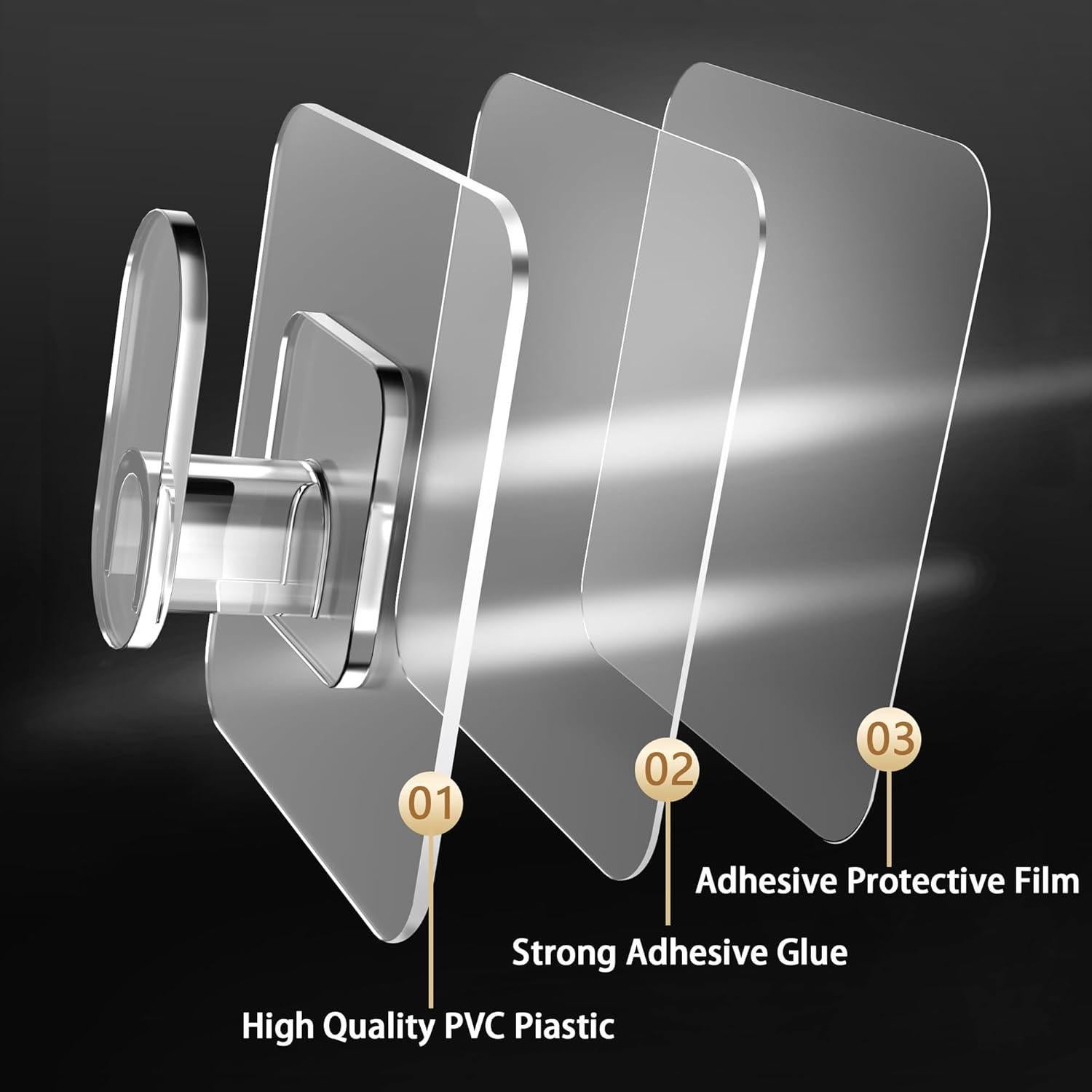 Ganchos Adhesivos Transparentes DELITON - Paquete de 10, 10 kg