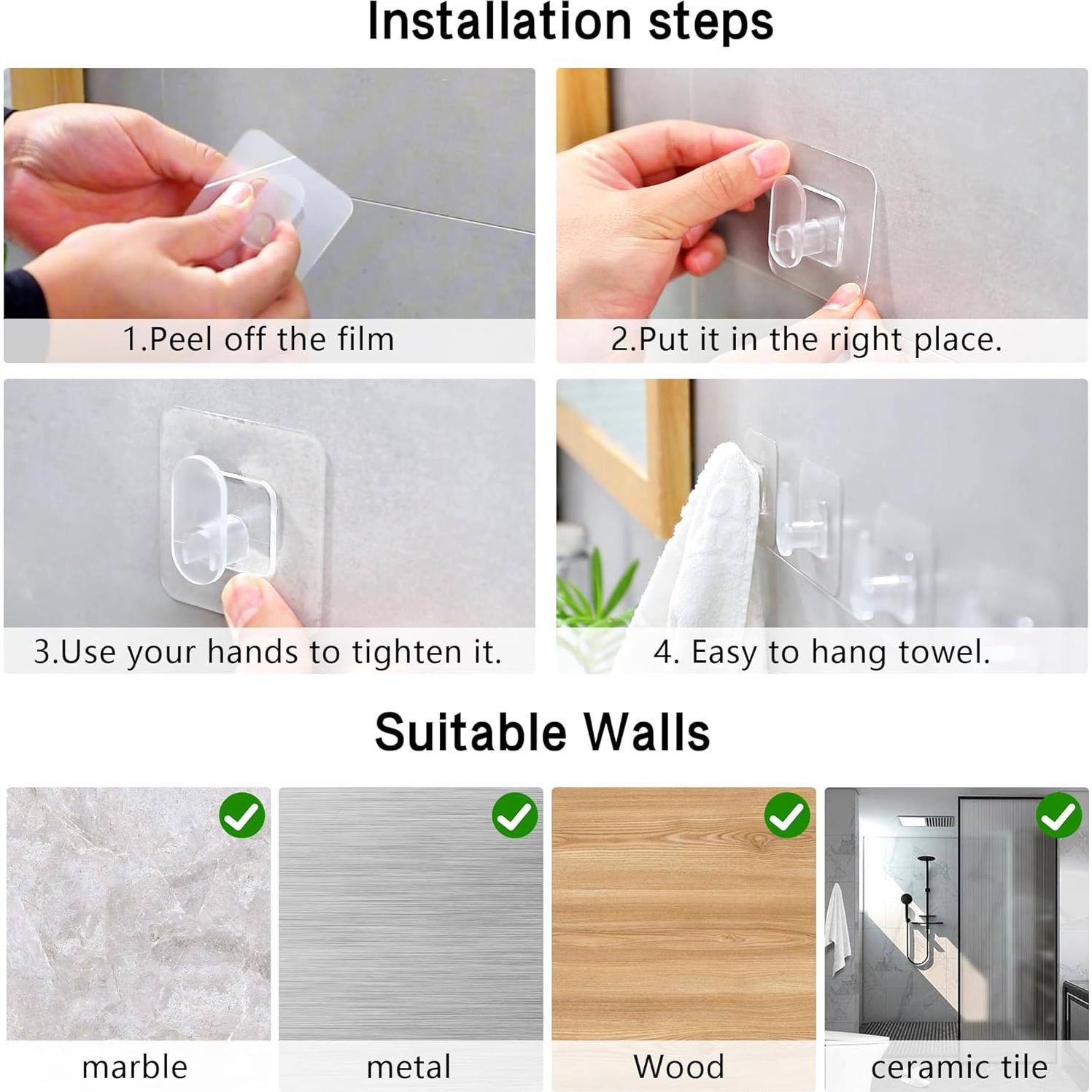 Ganchos Adhesivos Transparentes DELITON - Paquete de 10, 10 kg