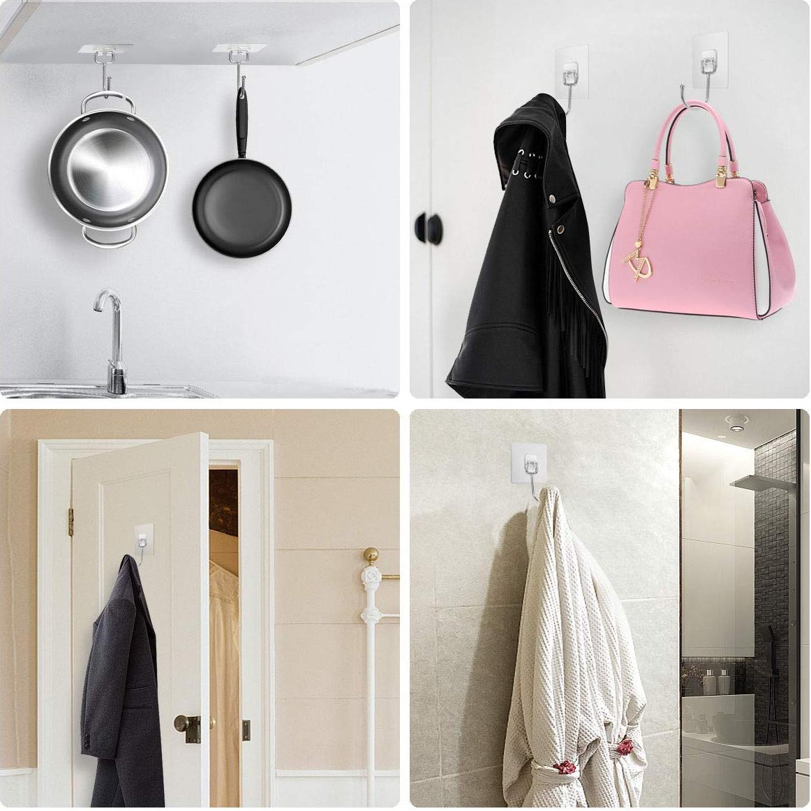 Ganchos Adhesivos Grandes FACURY 10kg Acero Inoxidable 16 Piezas