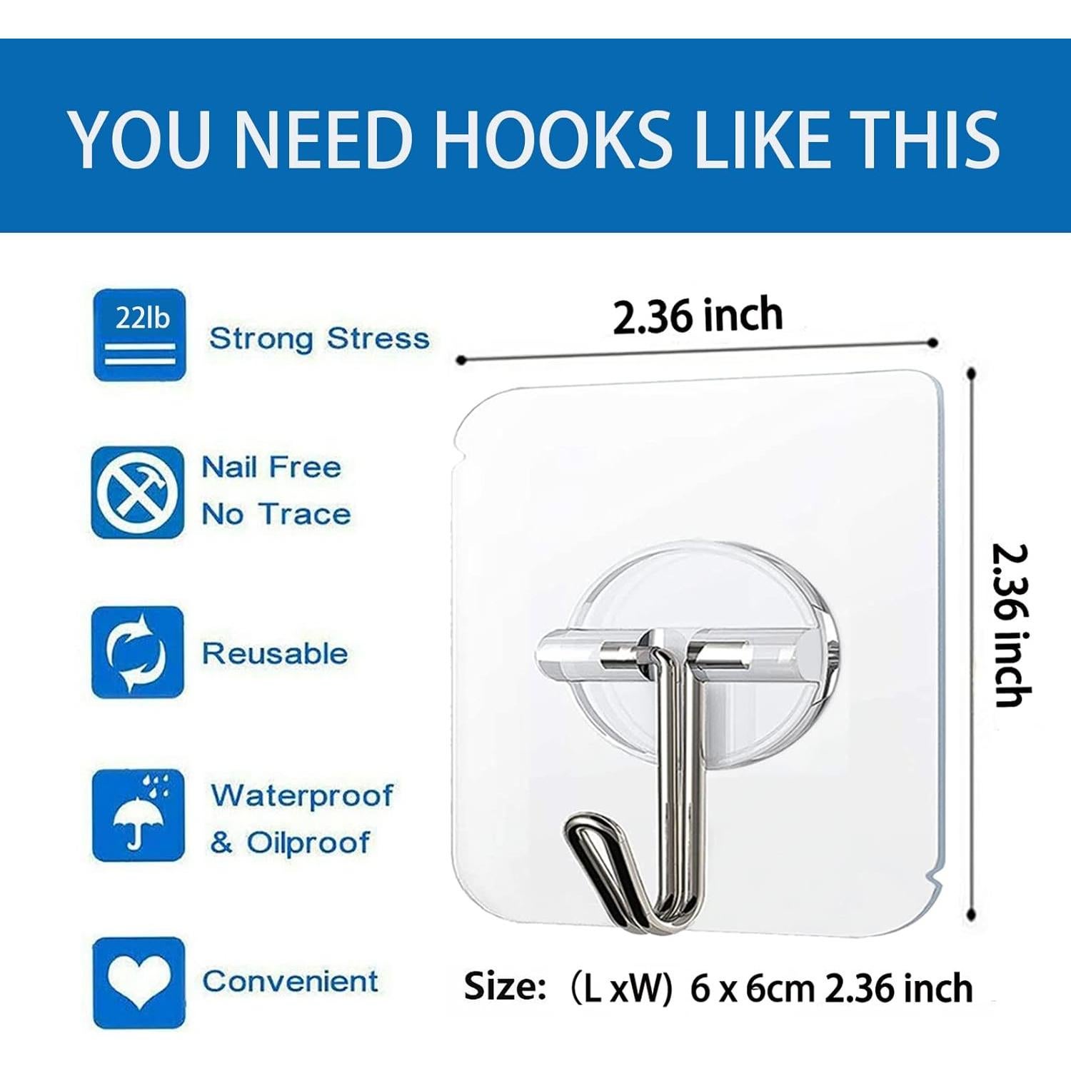 Ganchos Adhesivos COLOGO 40 Piezas Alta Resistencia 10kg