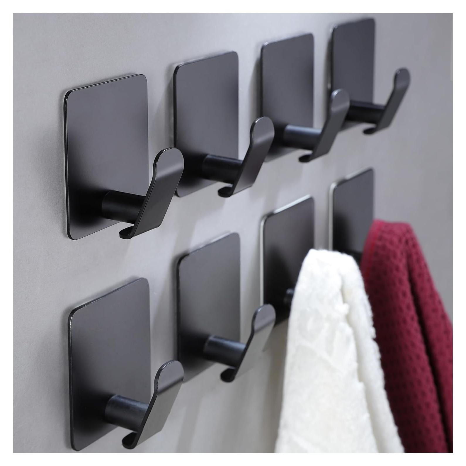 Ganchos Adhesivos Taozun 8 Piezas Acero Inoxidable Negro