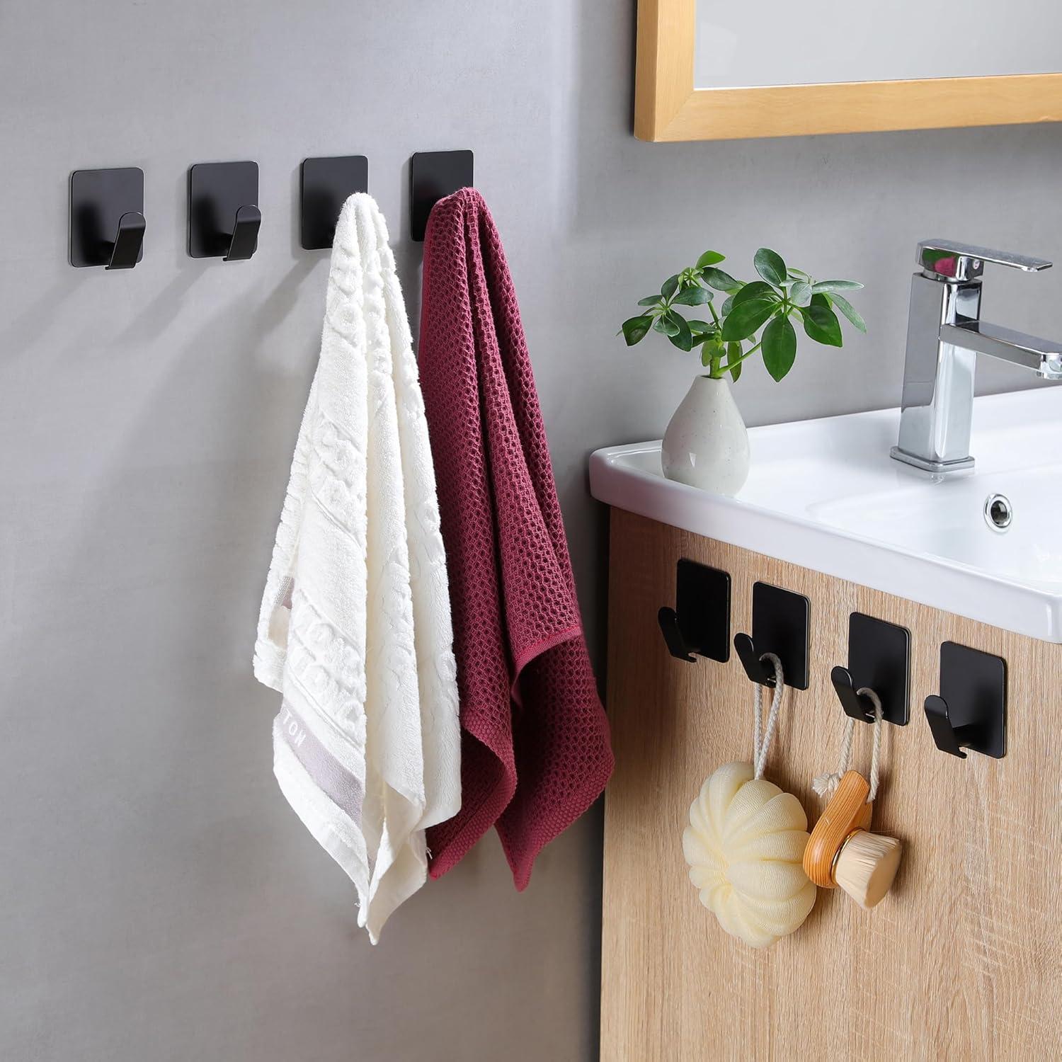 Ganchos Adhesivos Taozun 8 Piezas Acero Inoxidable Negro