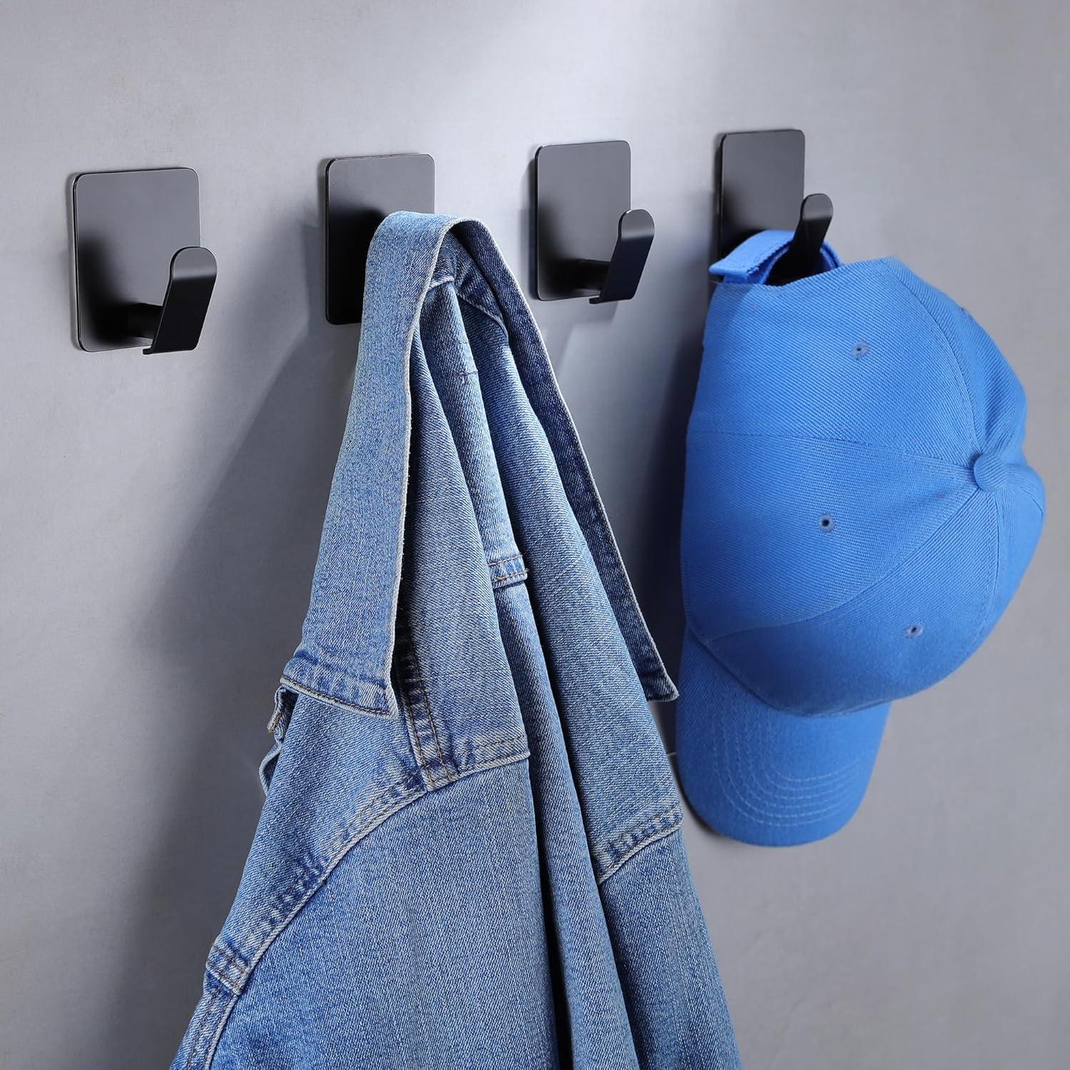 Ganchos Adhesivos Taozun 8 Piezas Acero Inoxidable Negro