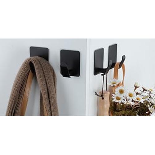 Ganchos Adhesivos Taozun 8 Piezas Acero Inoxidable Negro