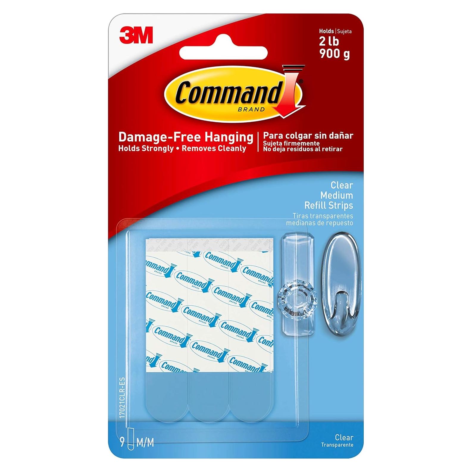 Tiras de Repuesto Transparentes Medianas Command - 9 Unidades