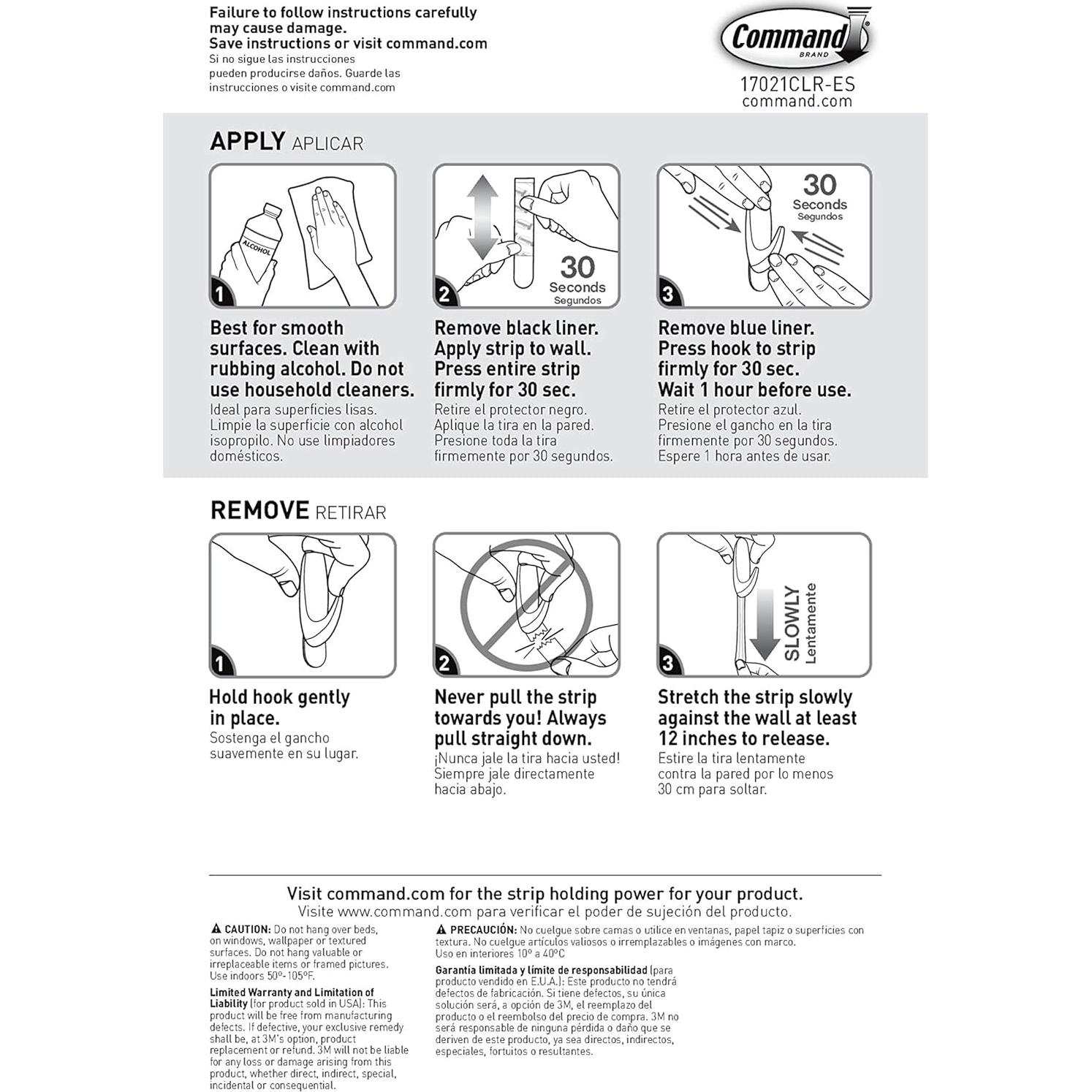 Tiras de Repuesto Transparentes Medianas Command - 9 Unidades