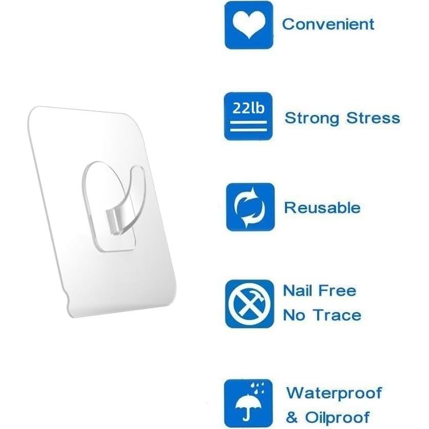 Ganchos Adhesivos Transparentes Ninth Five - Paquete de 30 Piezas