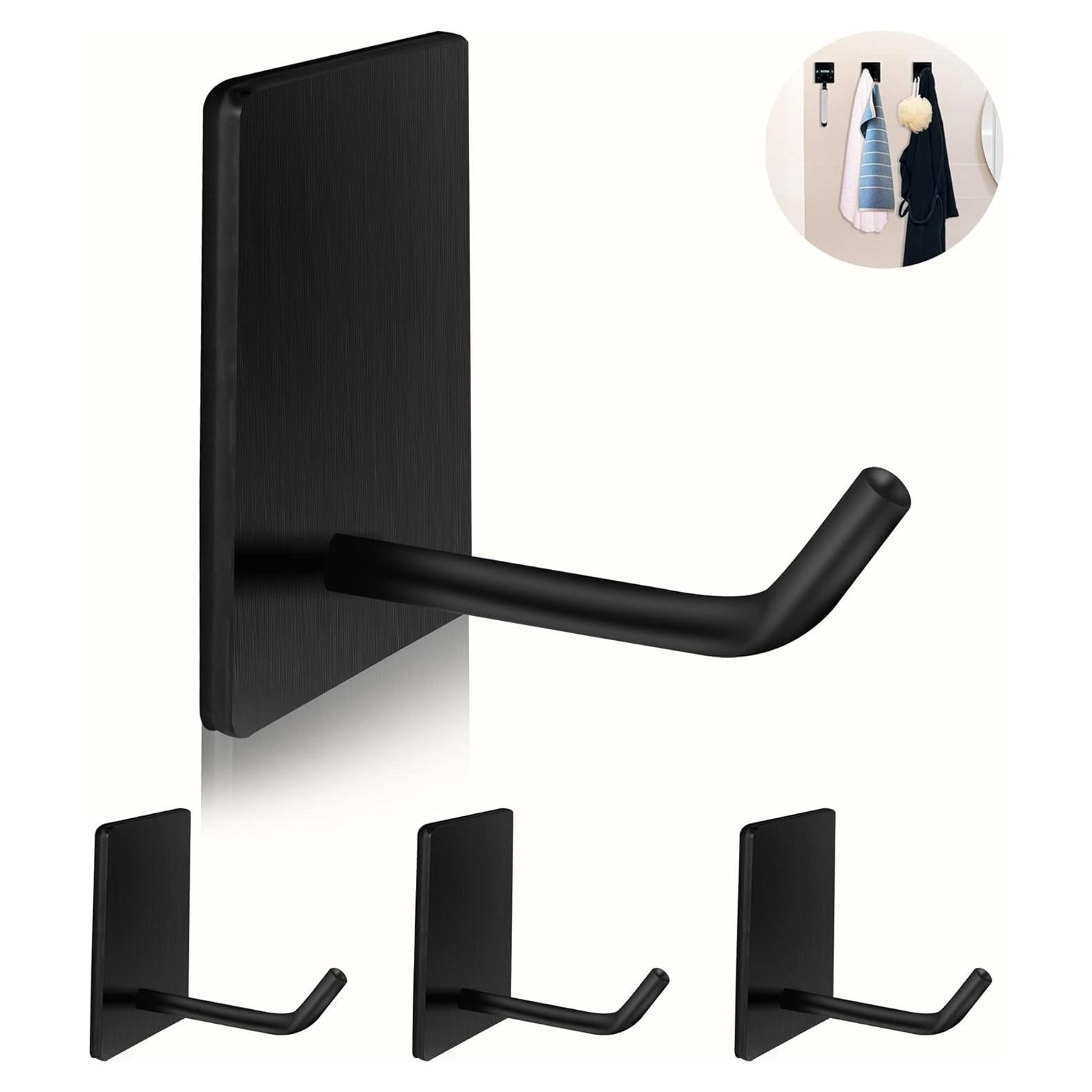 Ganchos Adhesivos de Acero Inoxidable TONHTCAT 4Pack Negro