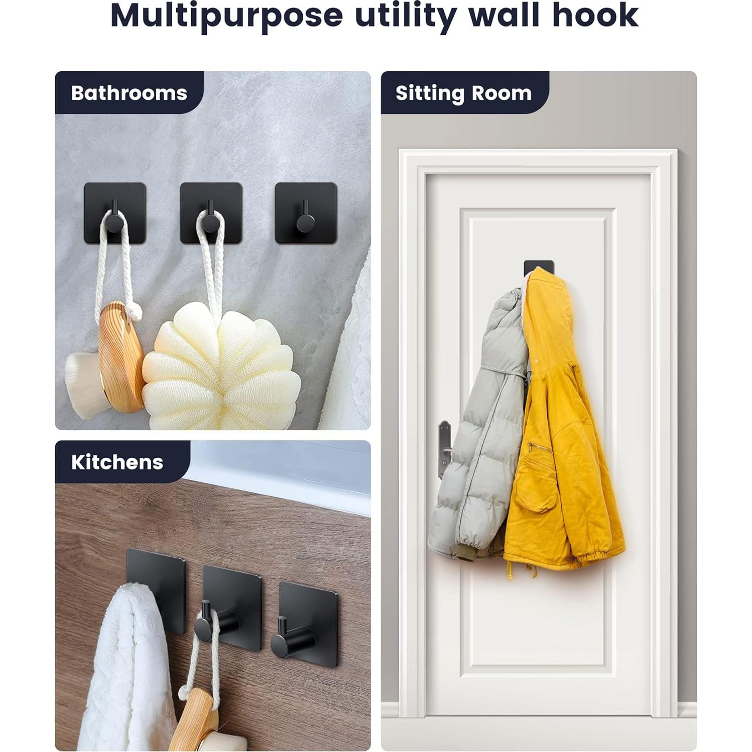 Ganchos Adhesivos para Toallas XdgeLoad Negro Mate 4 Pzas