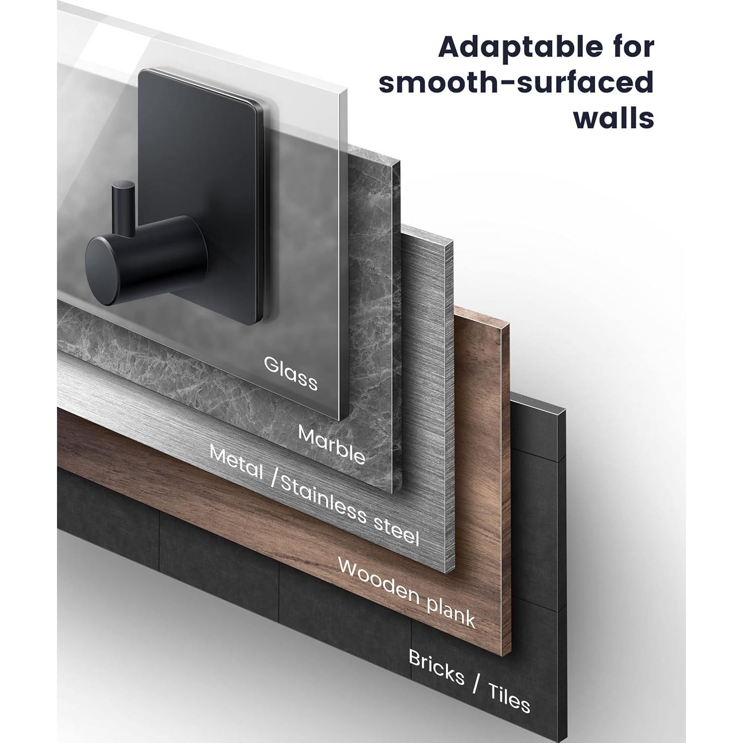 Ganchos Adhesivos para Toallas XdgeLoad Negro Mate 4 Pzas