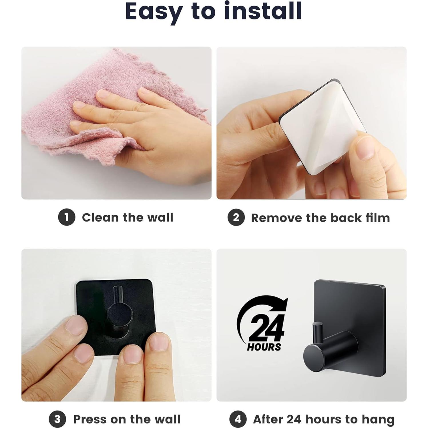 Ganchos Adhesivos para Toallas XdgeLoad Negro Mate 4 Pzas