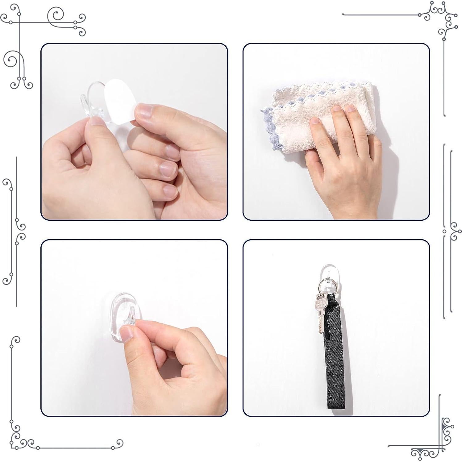 Ganchos Adhesivos Transparentes Queekay 30 Piezas Reutilizables