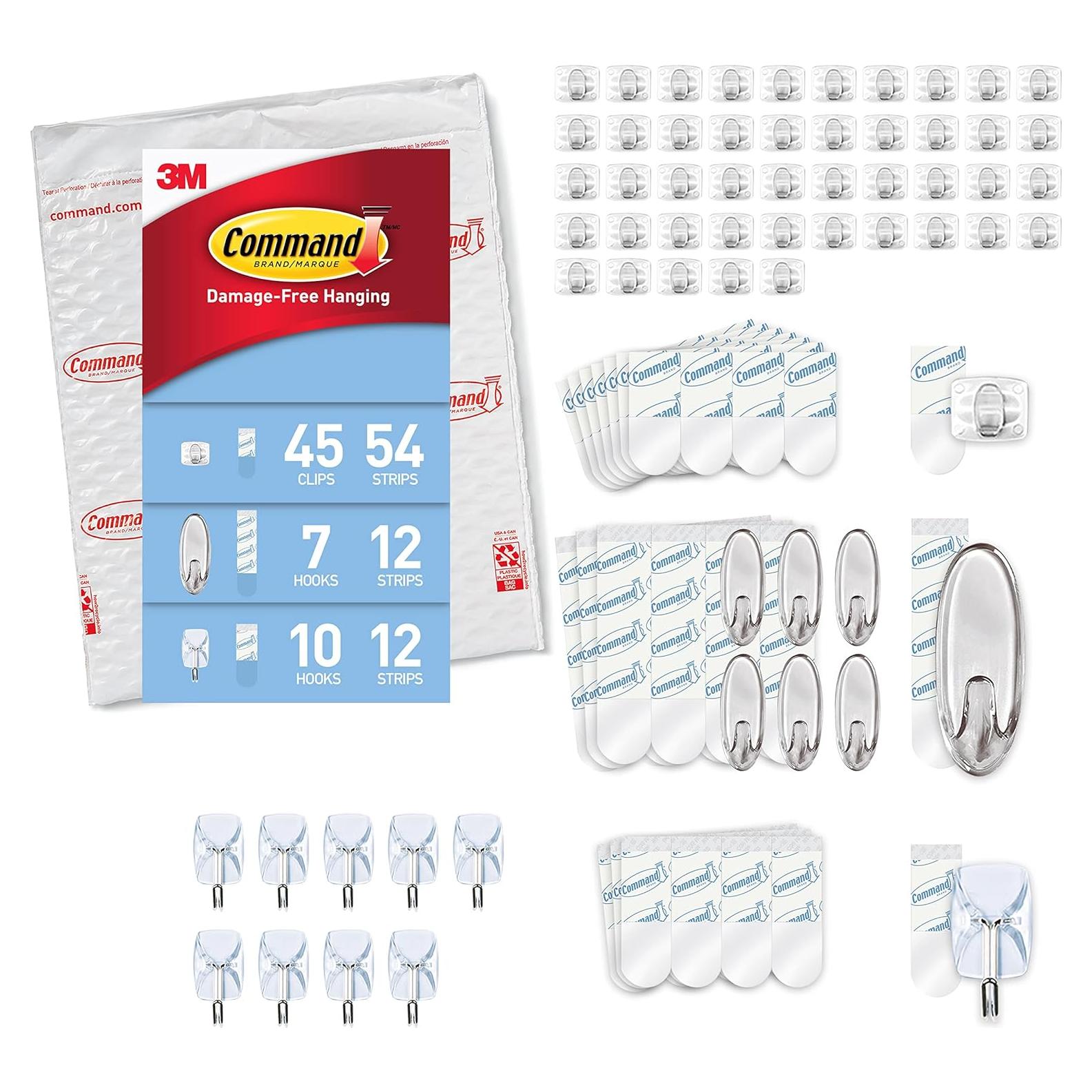 Conjunto de Decoración de Pared Command - Clips y Ganchos Transparentes