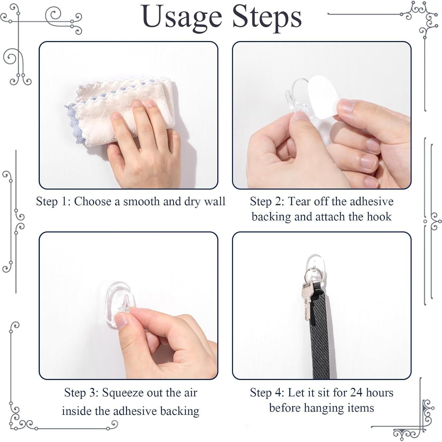 Jetec 60 Ganchos Adhesivos Transparentes Reutilizables 1kg