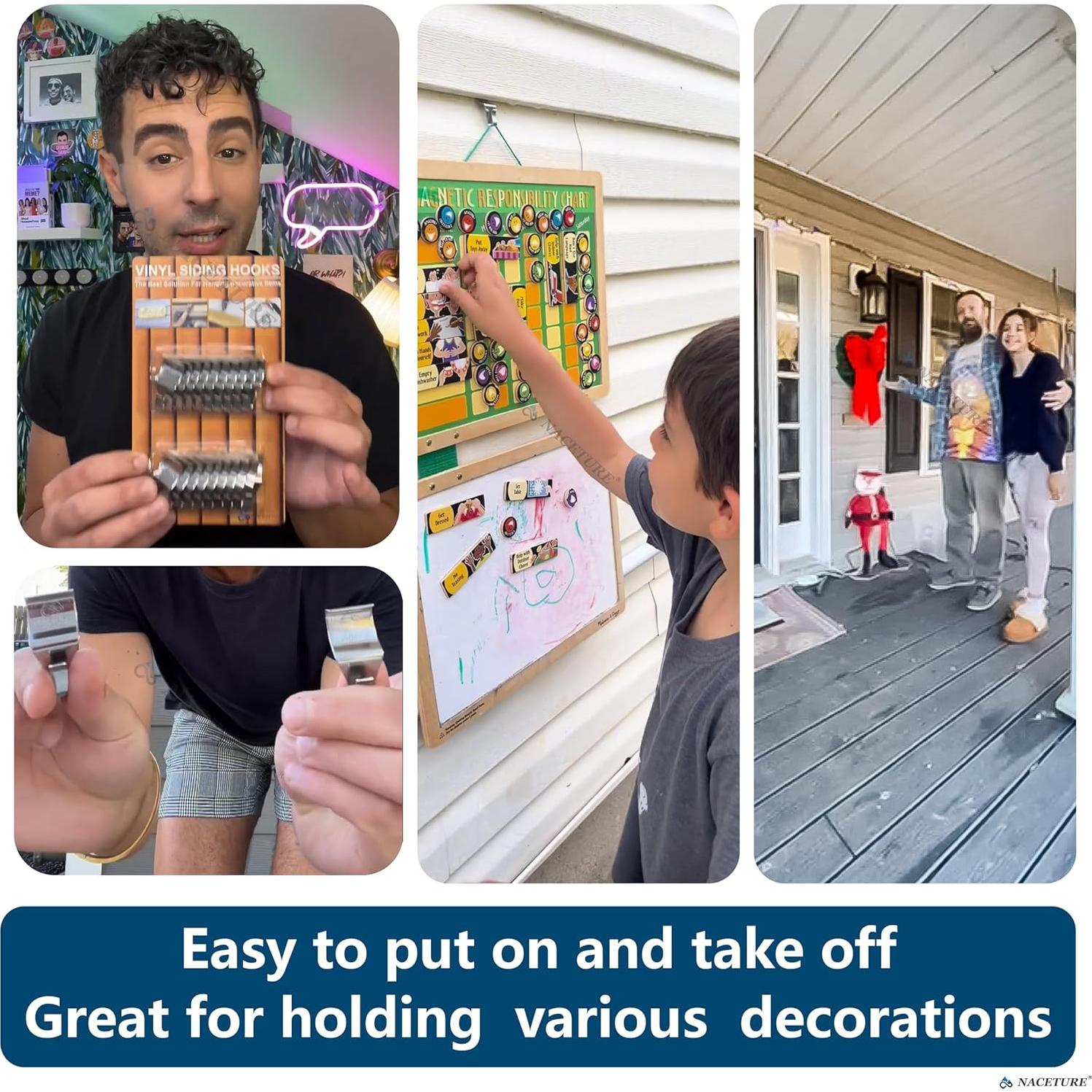 Ganchos de Vinilo NACETURE 20 Clips Pesados para Siding