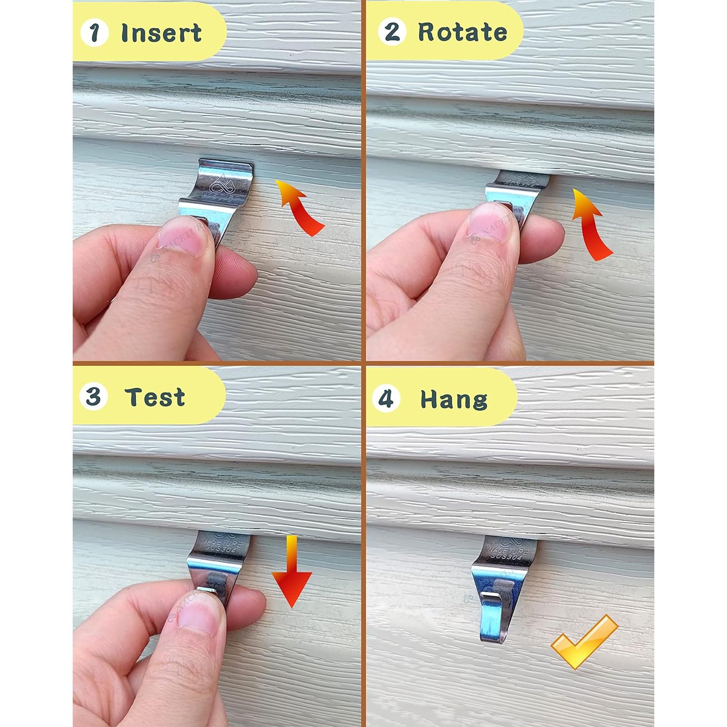 Ganchos de Vinilo NACETURE 20 Clips Pesados para Siding