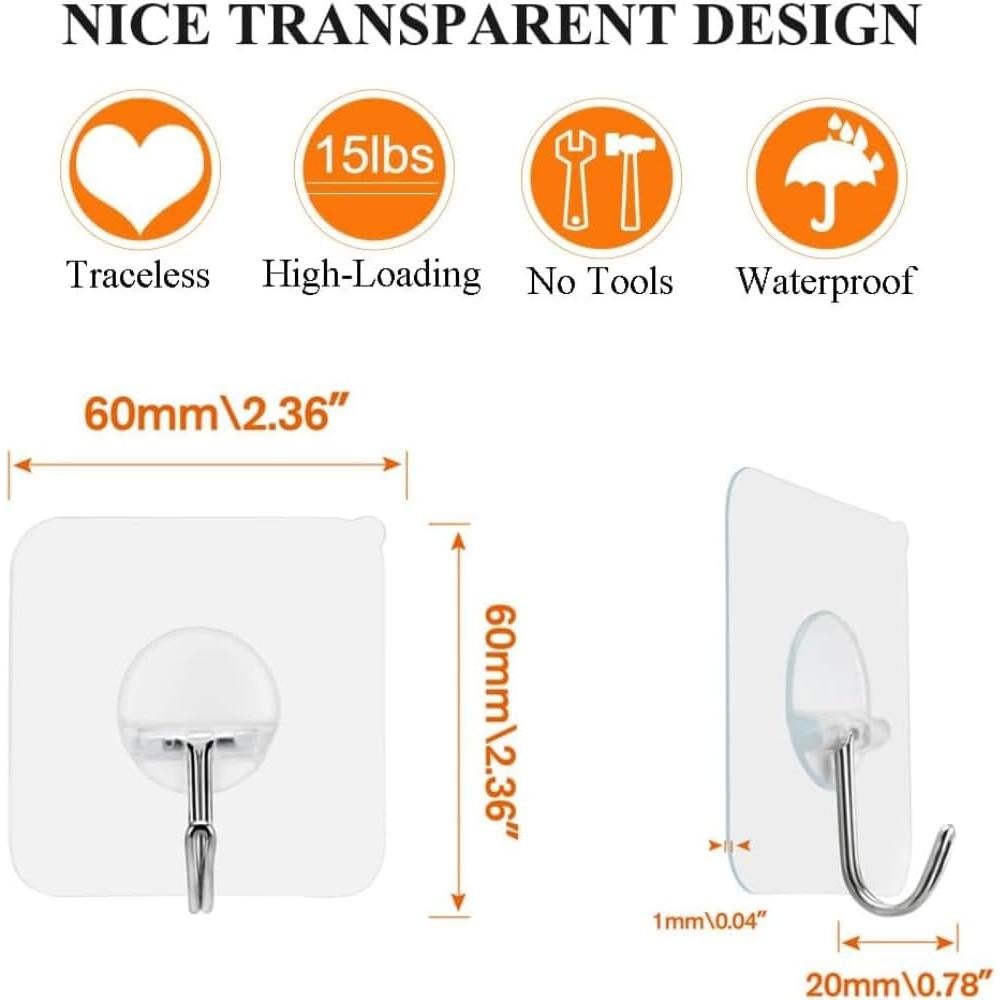 Ganchos Adhesivos Home Store Vibe - 24 Piezas, 15 kg, Transparente