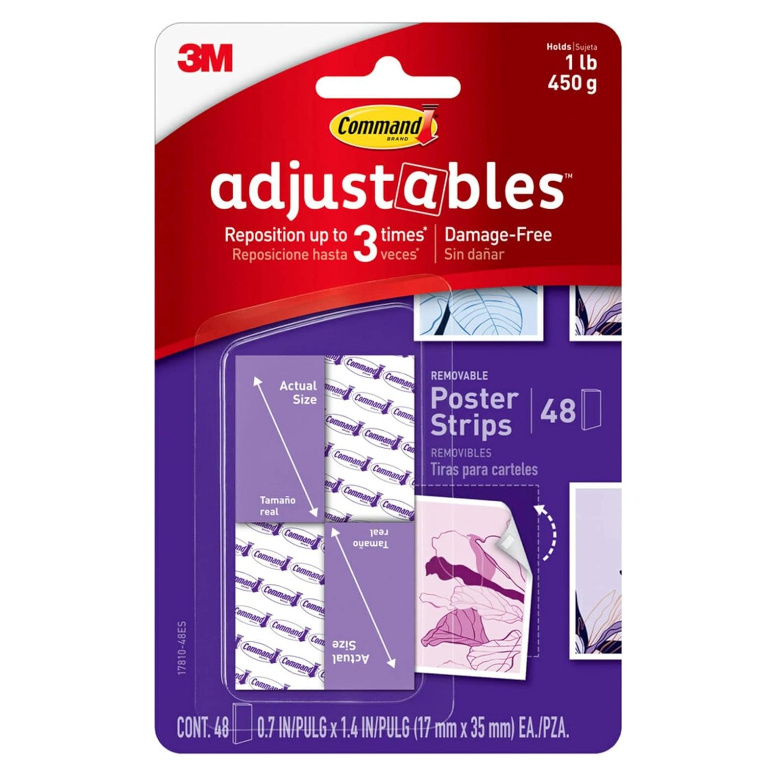 Tiras de Póster Ajustables Scotch-Mount, 48 Unidades, Fuerte