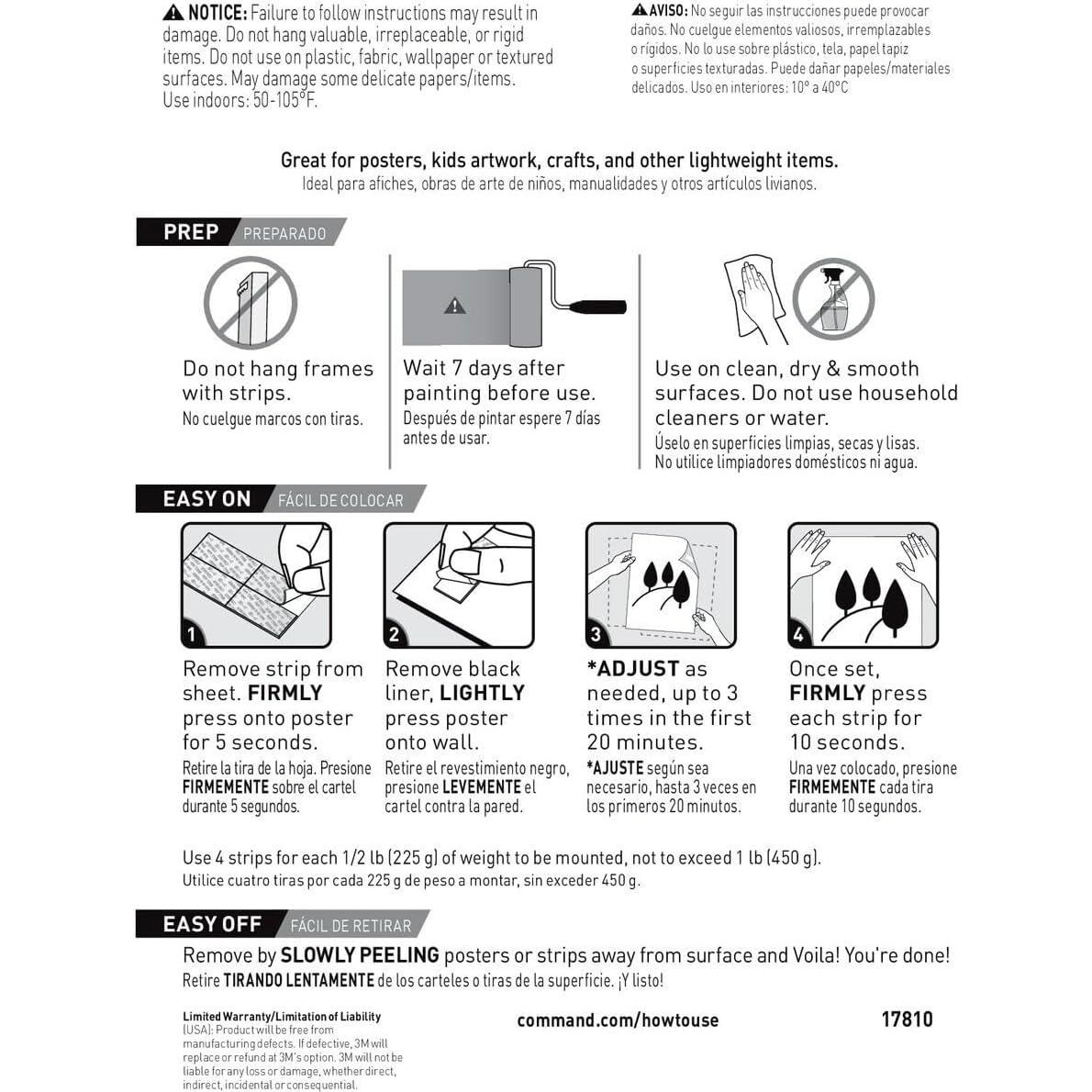 Tiras de Póster Ajustables Scotch-Mount, 48 Unidades, Fuerte