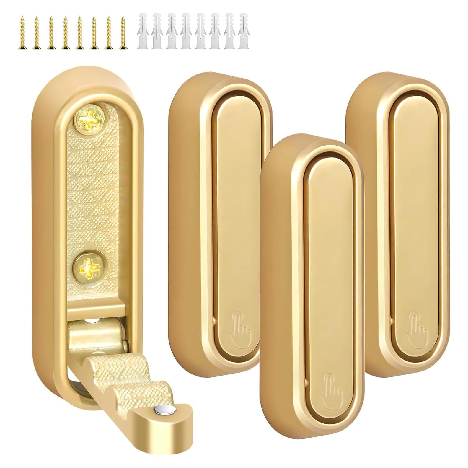 Ganchos de Pared Plegables Grnheat Dorados 4 Piezas 18 kg